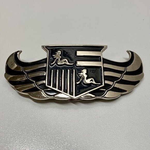 Cadillac 187 INC. Belt Buckle Bottle Opener Tool 5” Chrome Black Winged Logo Vtg - Picture 14 of 14